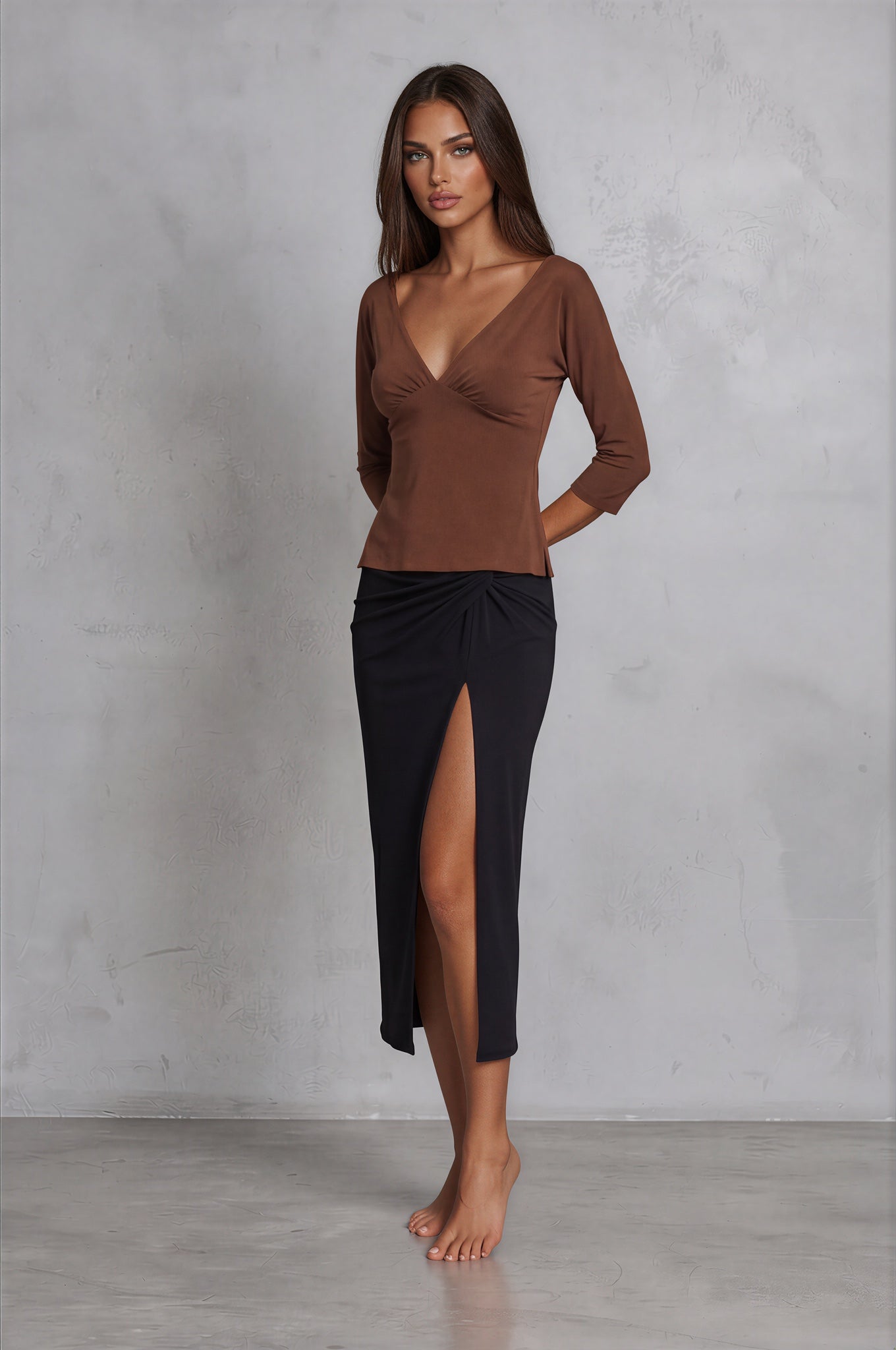 v-neck gathered top